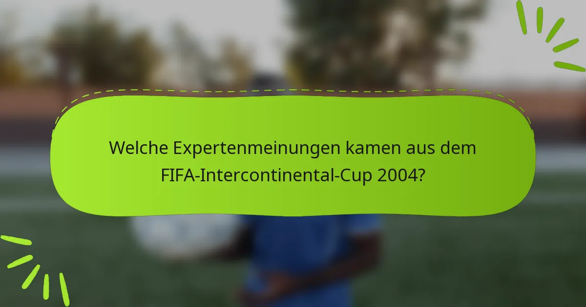 Welche Expertenmeinungen kamen aus dem FIFA-Intercontinental-Cup 2004?