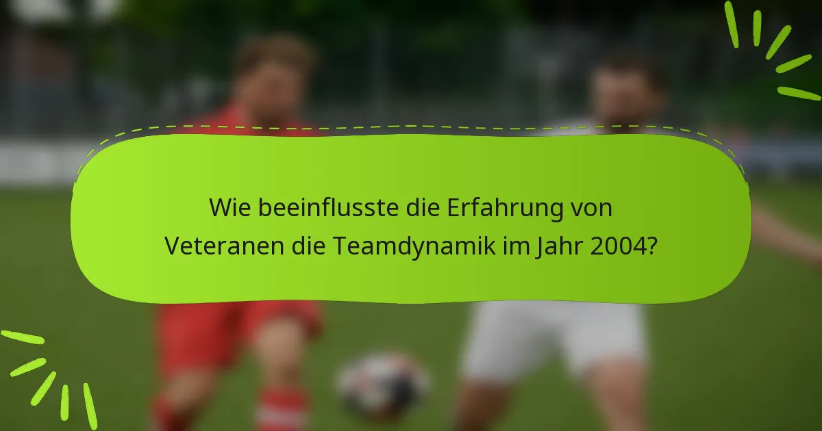 Wie beeinflusste die Erfahrung von Veteranen die Teamdynamik im Jahr 2004?