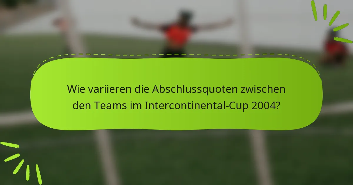 Wie variieren die Abschlussquoten zwischen den Teams im Intercontinental-Cup 2004?